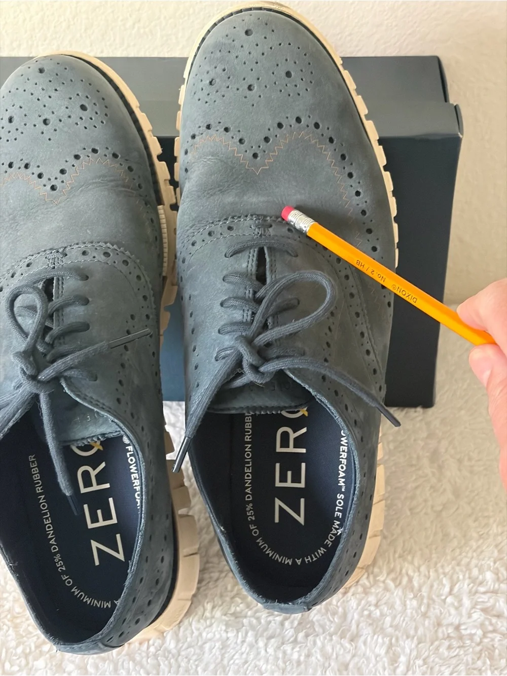 Cole Haan Men’s Navy Blue Nubuck Zerogrand Remastered Wingtip Oxfords Size 9.5M